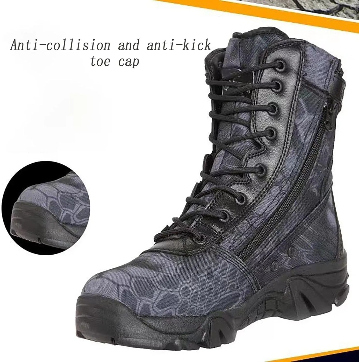 Men's Outdoor High-top Hiking Tactical Boots, Lightweight Abrasion-resistant Military Work Shoes, Breathable Soft and Comfortable Durable Work Boots