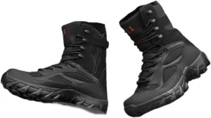 Mens Outdoor Sports Tactical Shoes, Men's Outdoor Side Zipper Lace Up Breathable Combat Safety Boots, Military Work Boots Desert Boots, for Camping Hiking Work Combat