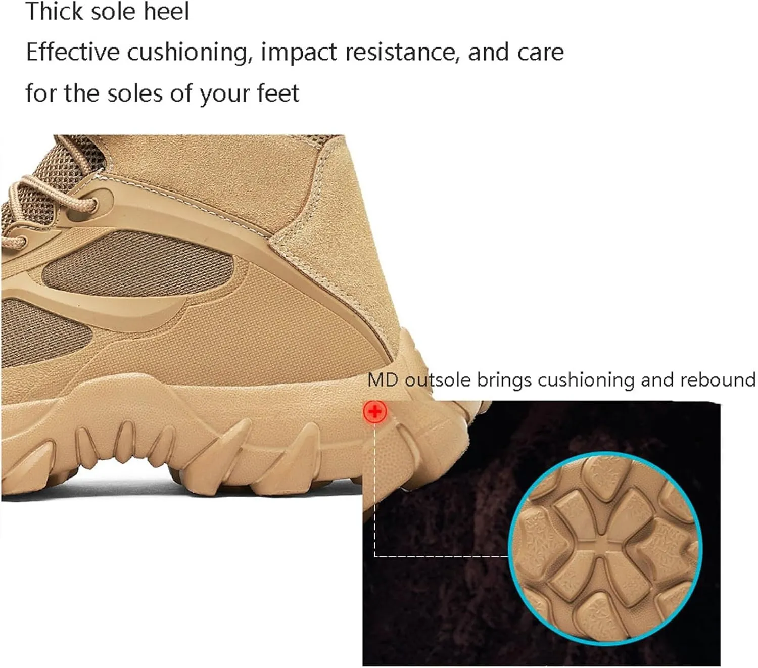 Mens Outdoor Sports Tactical Shoes, Men's Outdoor Side Zipper Lace Up Breathable Combat Safety Boots, Military Work Boots Desert Boots, for Camping Hiking Work Combat