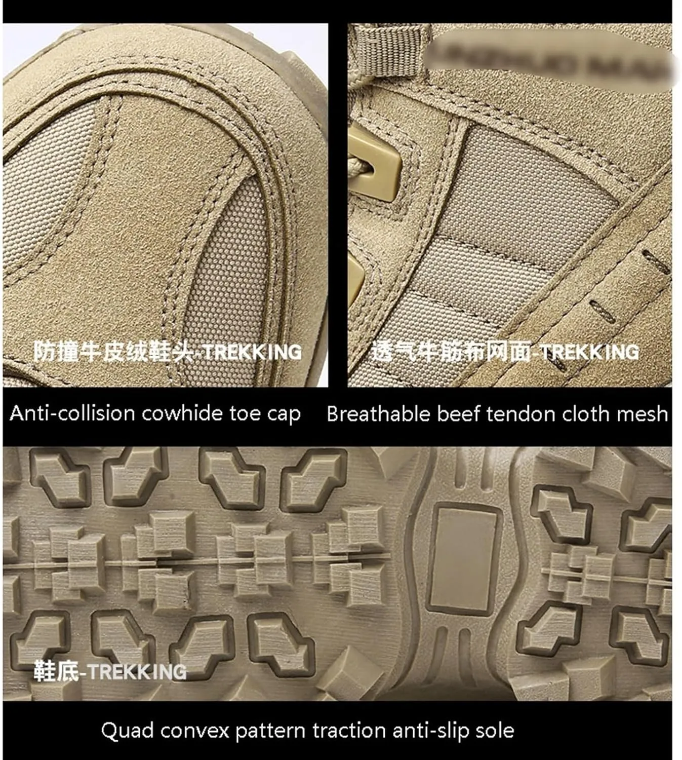 Mens Side Zipper Hiking Outdoor Tactical Boots, Mens Lace Up Breathable High Top Side Zipper Paste Tactical Boots, Comfortable Stylish Waterproof Non Slip Lace Up Army Boots