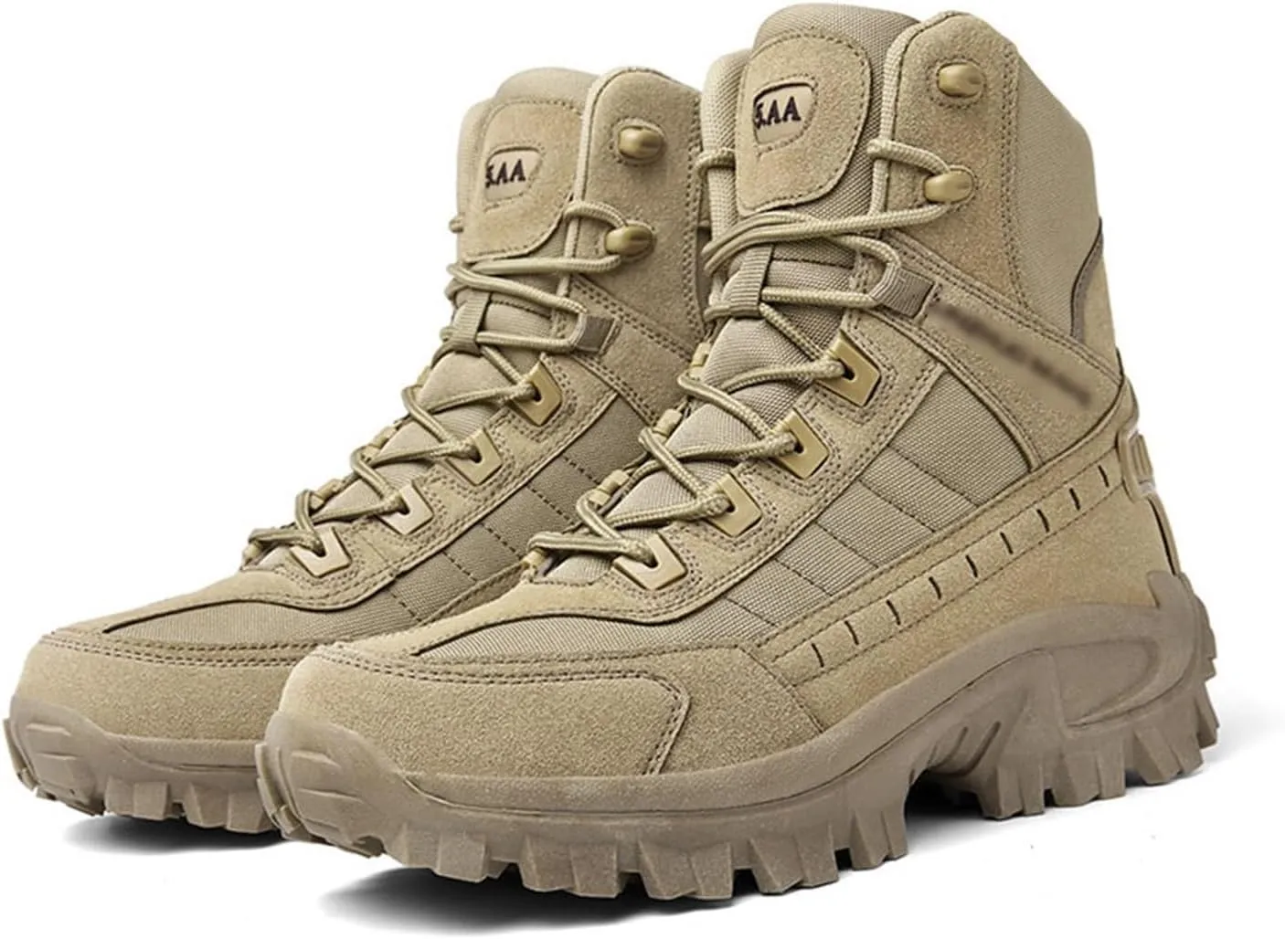 Mens Side Zipper Hiking Outdoor Tactical Boots, Mens Lace Up Breathable High Top Side Zipper Paste Tactical Boots, Comfortable Stylish Waterproof Non Slip Lace Up Army Boots