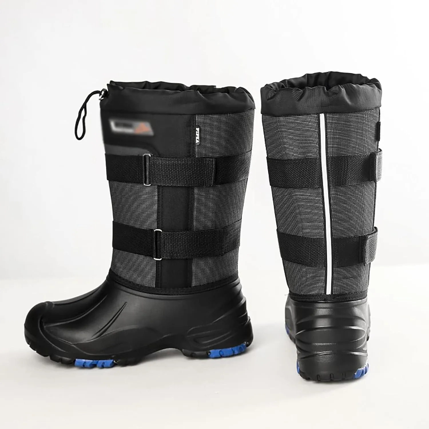 Men's Snow Boots, Outdoor Cold Weather Sports Waterproof Round Head Buckle with Steel Nails High Top Fishing Shoes, for Winter Warm Anti-slip Walking Hiking Boots