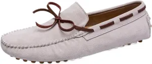 Men's Suede Loafers ?C Round Toe PU Leather Moccasins, Flexible Flat Heel, Anti-Slip Boat Shoes, Comfortable Slip-Ons for Party & Casual Wear