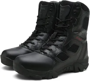 Mens Tactical Boots, Work Boots for Men,Tactical Boot, Military Work Boots, High-Top Military Shoes, Waterproof, Anti-Collision, Non-Slip, Breathable (Color : Black, Size : 11)