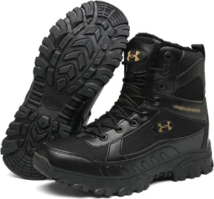 Mens Tactical Boots, Work Boots for Men,Tactical Boot, Military Work Boots, Hiking Shoes, Desert Boots, Plus Velvet, Keep Warm, Winter (Color : Sand, Size : 8.5)