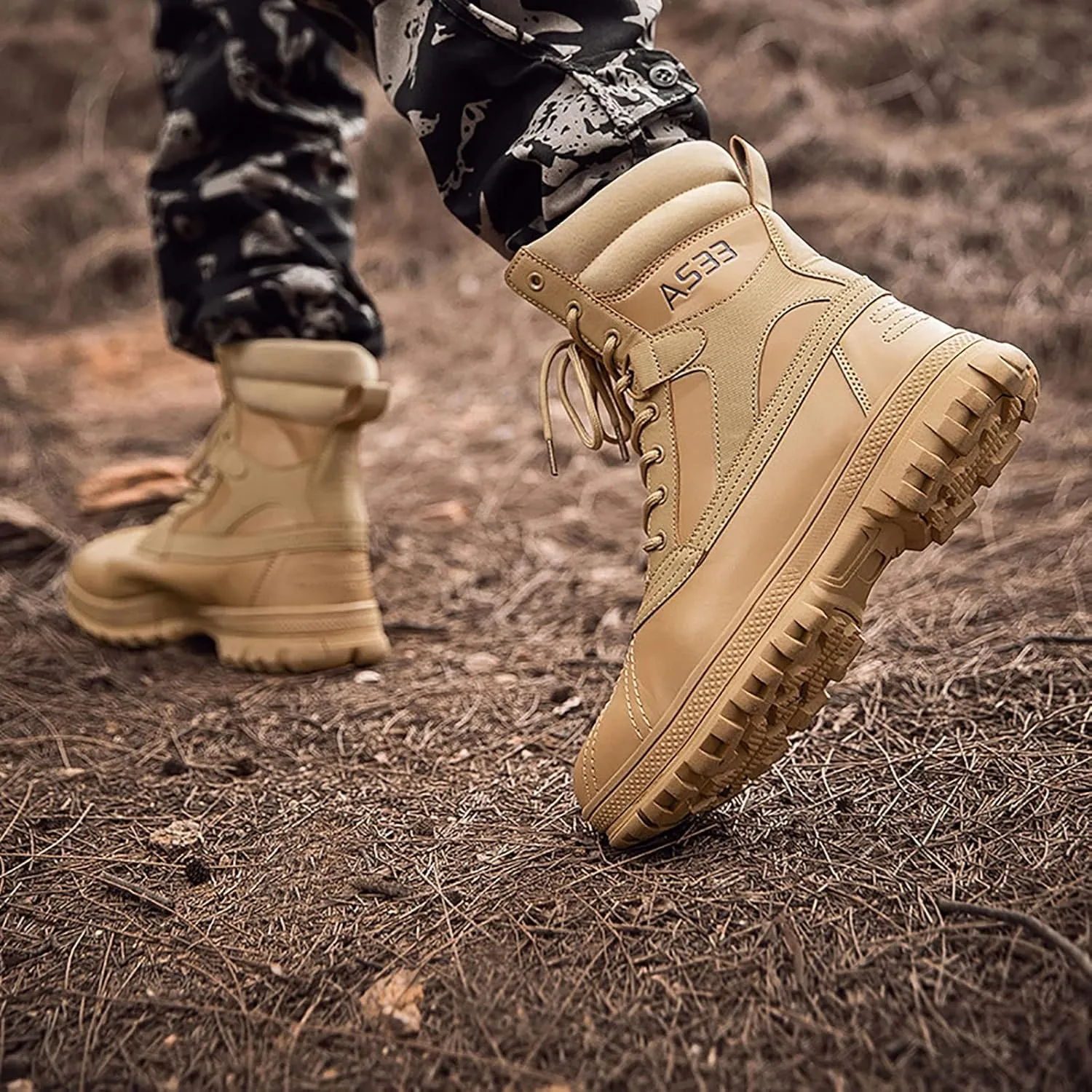Men's Tactical Military Boots, Autumn and Winter Outdoor Waterproof Non-slip Woodland Boot, for Outdoor Lace-up Lightweight Breathable Hiking Shoes