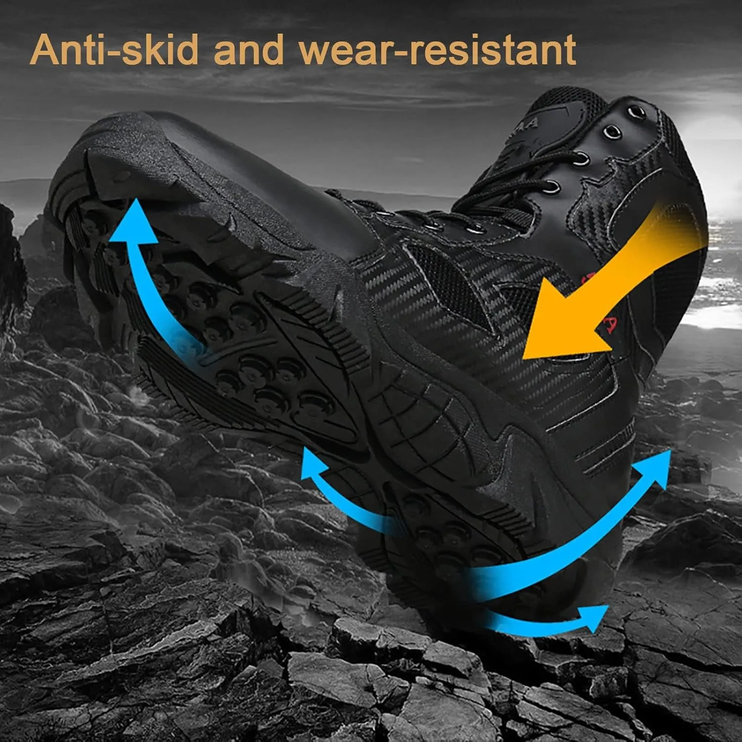 Men's Tactical Military Boots, Autumn Winter High-top Waterproof Lightweightoutdoor Rubber Outsole Combat Boots, for Hiking Men's Tactical Military Boots