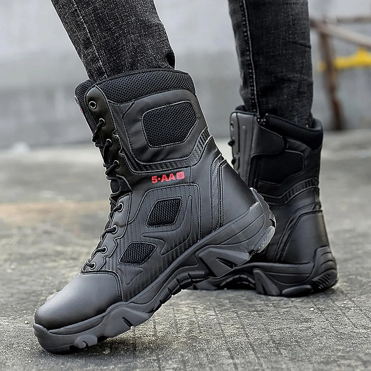Men's Tactical Military Boots, Autumn Winter High-top Waterproof Lightweightoutdoor Rubber Outsole Combat Boots, for Hiking Men's Tactical Military Boots