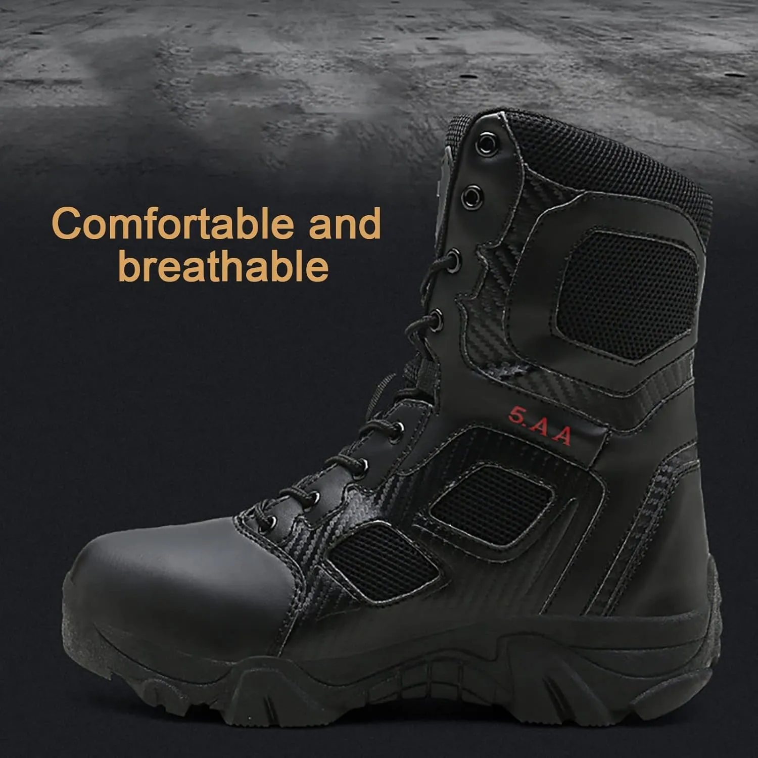 Men's Tactical Military Boots, Autumn Winter High-top Waterproof Lightweightoutdoor Rubber Outsole Combat Boots, for Hiking Men's Tactical Military Boots