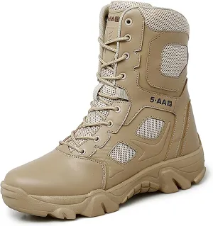 Men's Tactical Military Boots, Autumn Winter High-top Waterproof Lightweightoutdoor Rubber Outsole Combat Boots, for Hiking Men's Tactical Military Boots