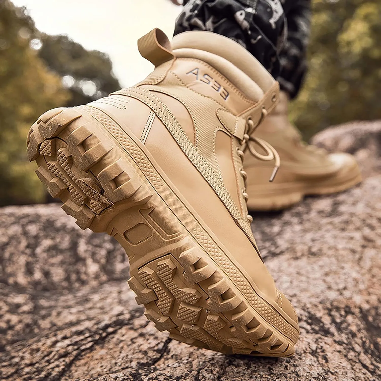 Men's Tactical Military Boots,Autumn And Winter Outdoor Waterproof Non-slip Woodland boot, Outdoor Lace-Up Lightweight Breathable Hiking Shoes