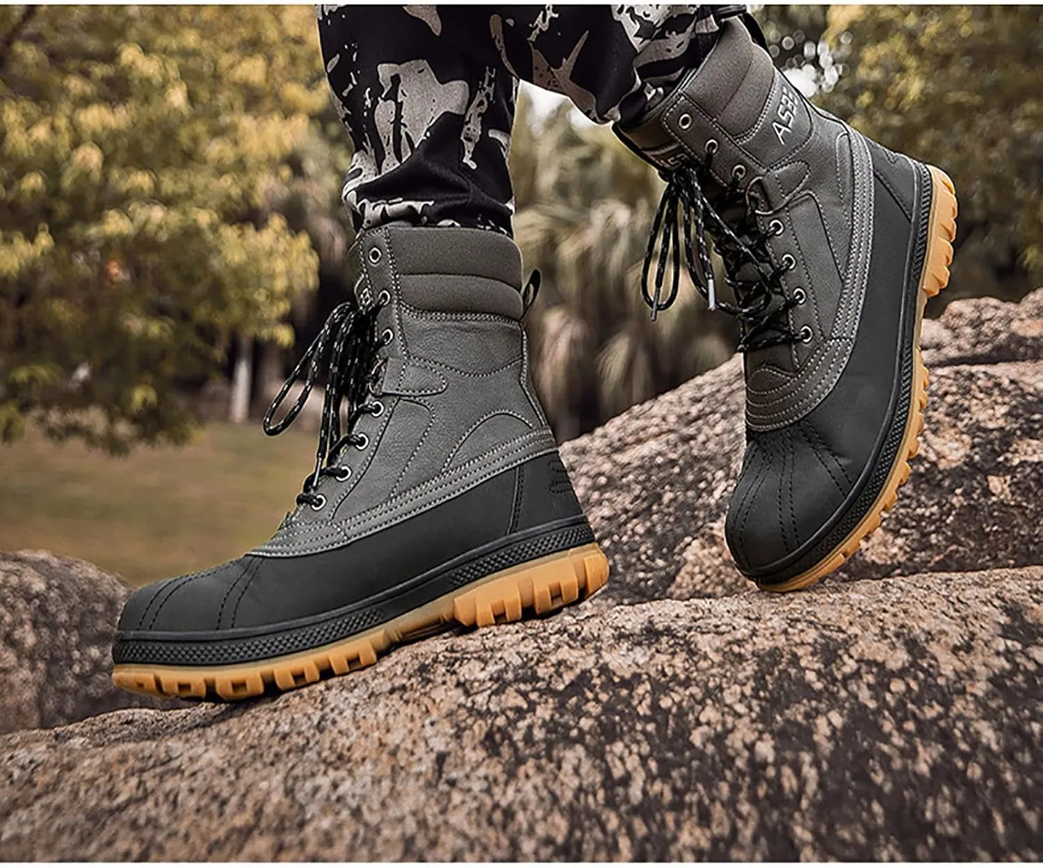 Men's Tactical Military Boots,Autumn And Winter Outdoor Waterproof Non-slip Woodland boot, Outdoor Lace-Up Lightweight Breathable Hiking Shoes