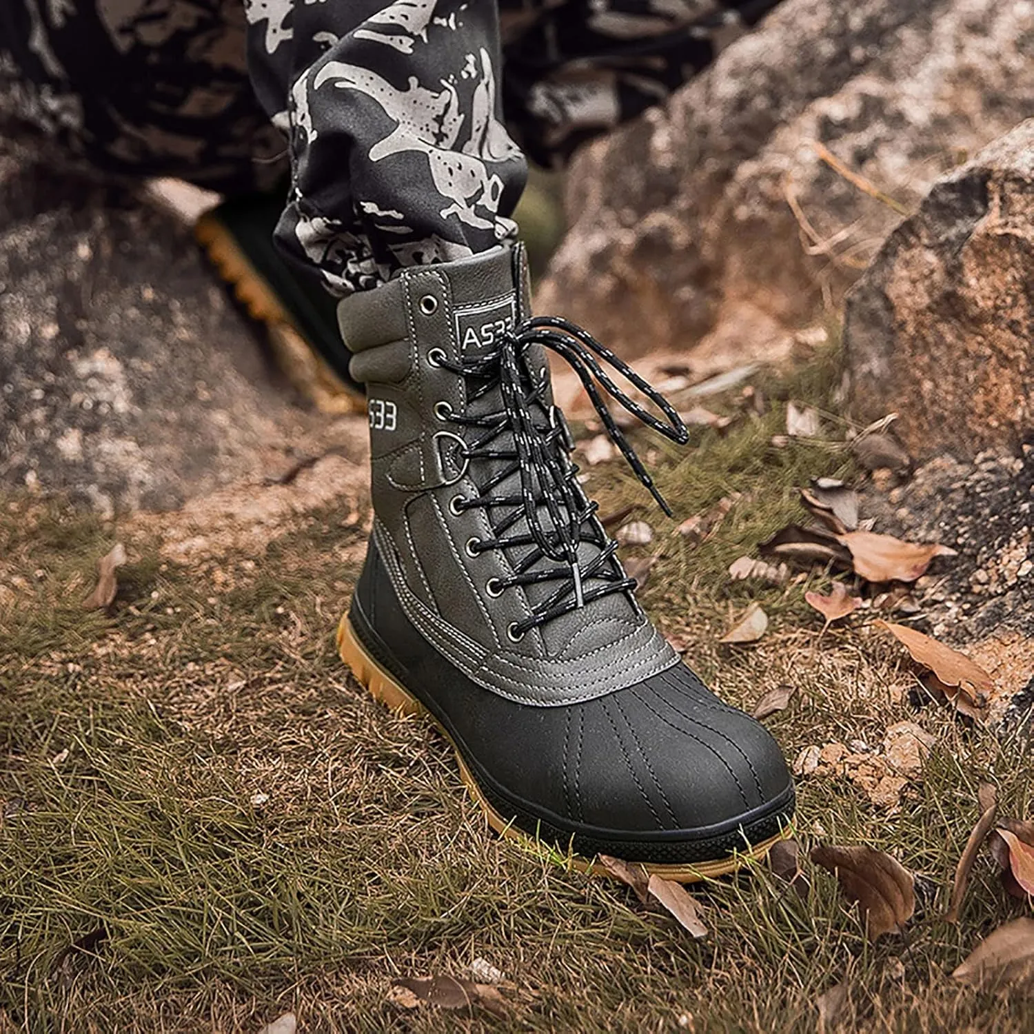 Men's Tactical Military Boots,Autumn And Winter Outdoor Waterproof Non-slip Woodland boot, Outdoor Lace-Up Lightweight Breathable Hiking Shoes