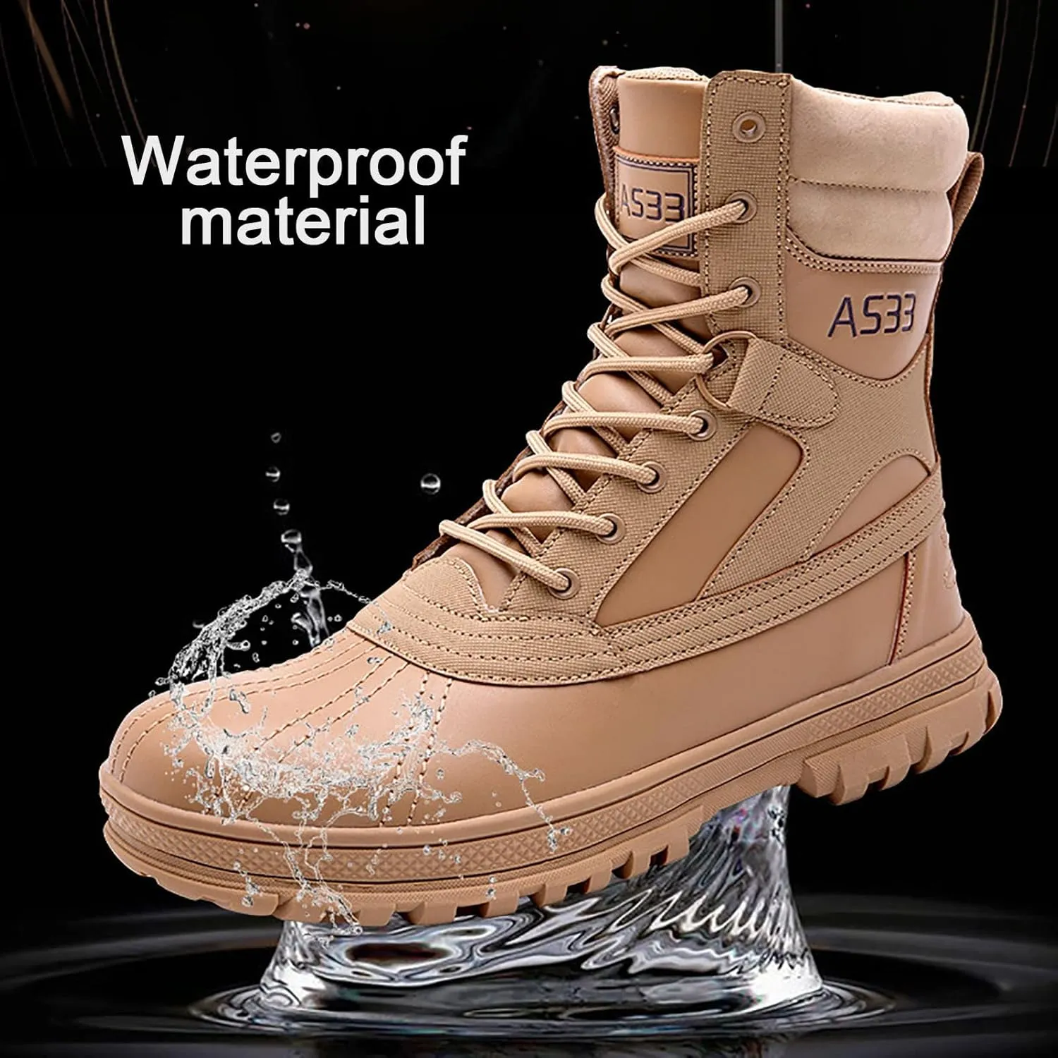 Men's Tactical Military Boots,Autumn And Winter Outdoor Waterproof Non-slip Woodland boot, Outdoor Lace-Up Lightweight Breathable Hiking Shoes