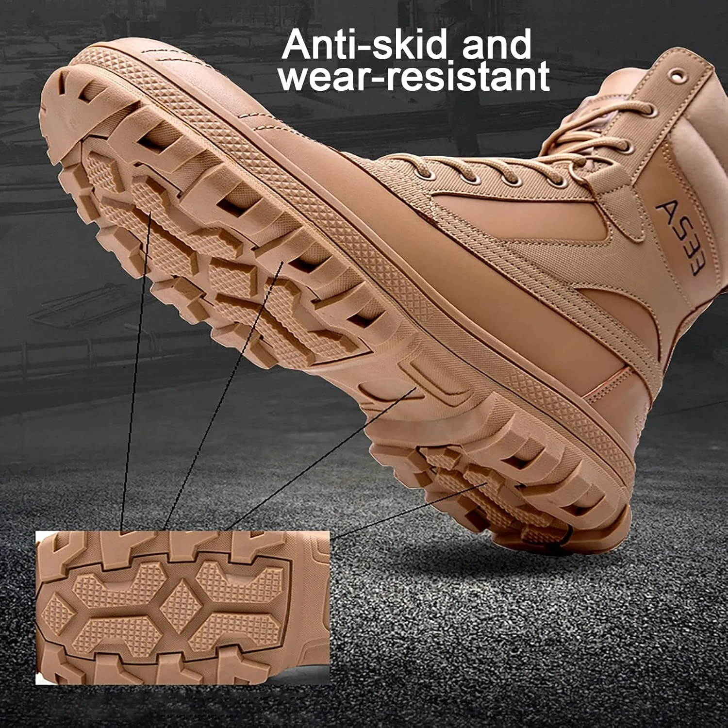 Men's Tactical Military Boots,Autumn And Winter Outdoor Waterproof Non-slip Woodland boot, Outdoor Lace-Up Lightweight Breathable Hiking Shoes