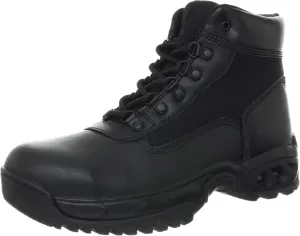 Mens Tactical Steel Toe Work Boots Air-Tac 6 with Zipper - Oil & Slip Resistant Black Leather Boots