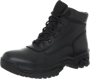 Mens Tactical Waterproof Work Boots Air-Tac Mid 6 with Zipper - Oil & Slip Resistant Black Leather Boots
