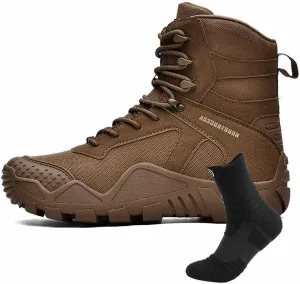 Men's Tactical Work Boots, Mens Tactical Boots Hunting Boots with Sports Socks Lightweight Combat Boots Water Resistant Non-Slip Hiking Boots for Men