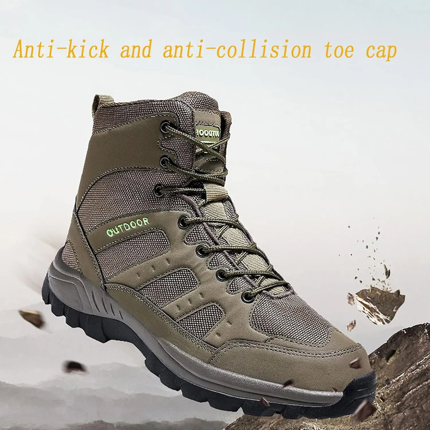 Men's Ultralight Tactical Combat Boots, Outdoor Comfort Breathable and Wear-resistant Lace Up Zipper Military Shoes, for Hiking Waterproof Men's Desert Shoes