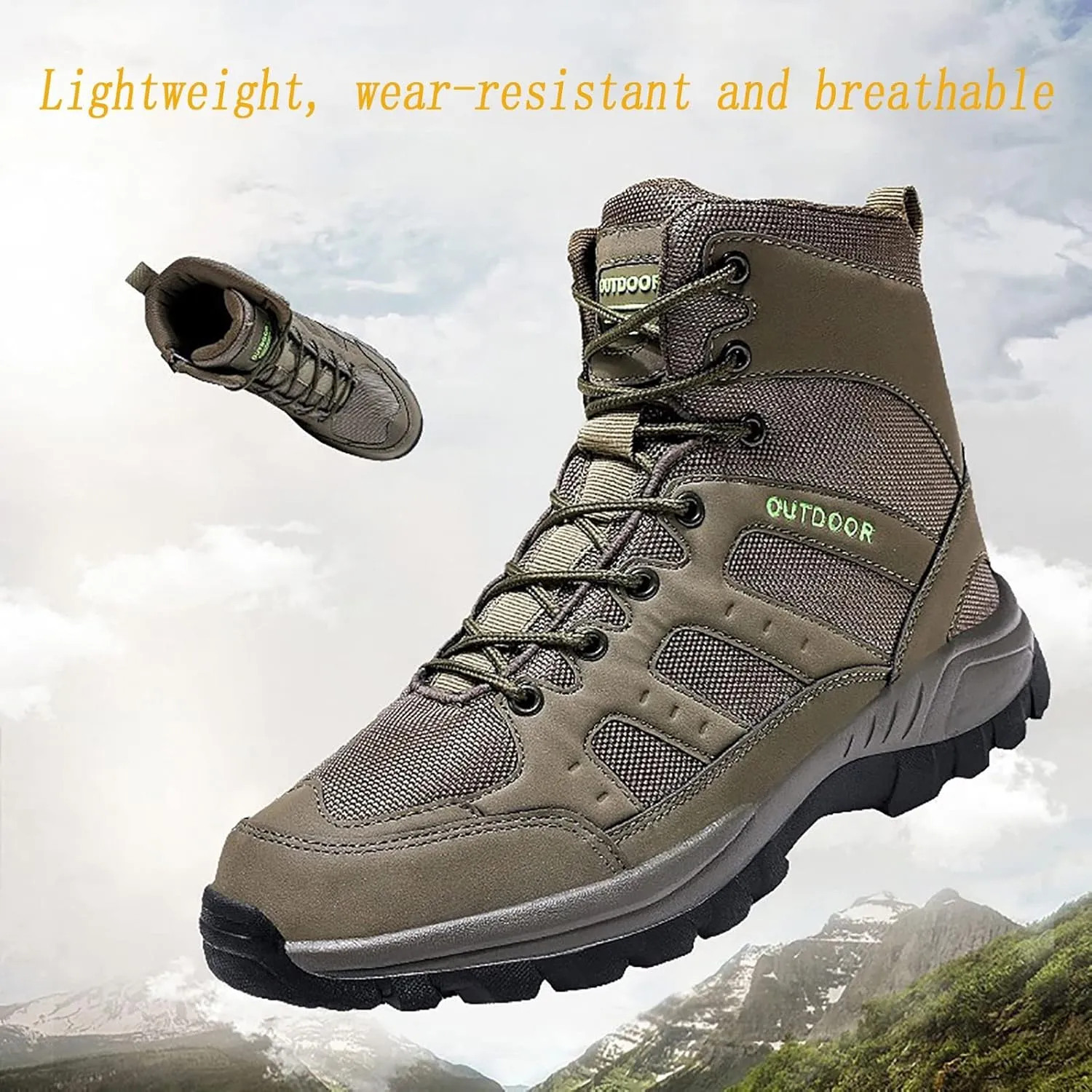 Men's Ultralight Tactical Combat Boots, Outdoor Comfort Breathable and Wear-resistant Lace Up Zipper Military Shoes, for Hiking Waterproof Men's Desert Shoes
