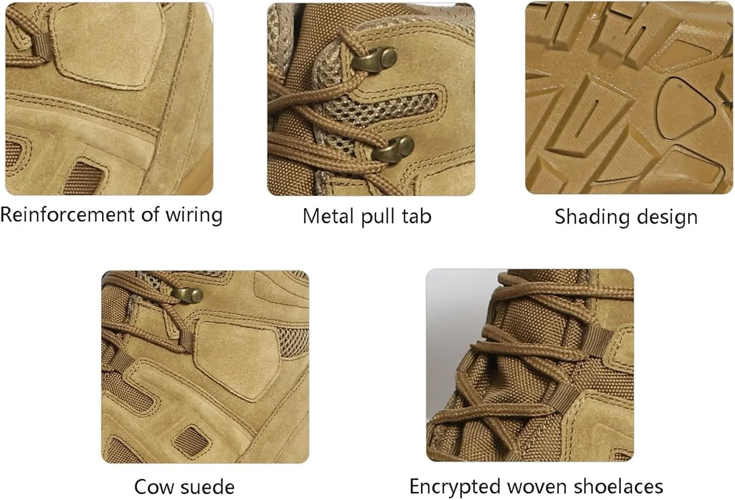 Men's Waterproof Hiking Boots, Mens Side Zip Lace Up Mid-Top Combat Tactical Boots, Non Slip Lightweight Durable Breathable Patrol Boots, for Work, Security, Motorcycle