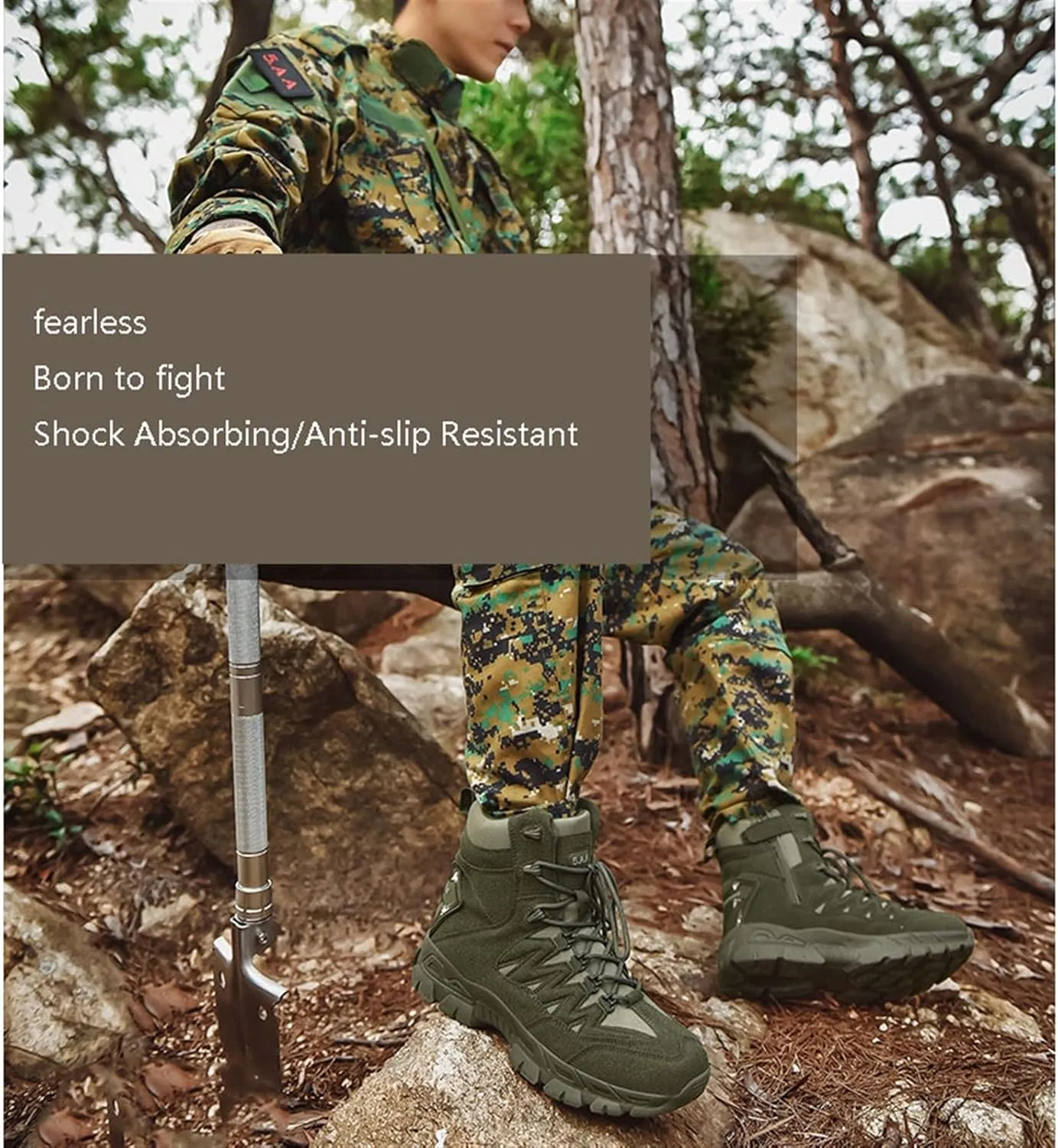 Mens Waterproof Hiking Military Tactical Boots, Mens Outdoor Army High Top Combat Tactical Patrol Boots with Side Zip, Lace Up Breathable Fashion Round Toe Desert Boots