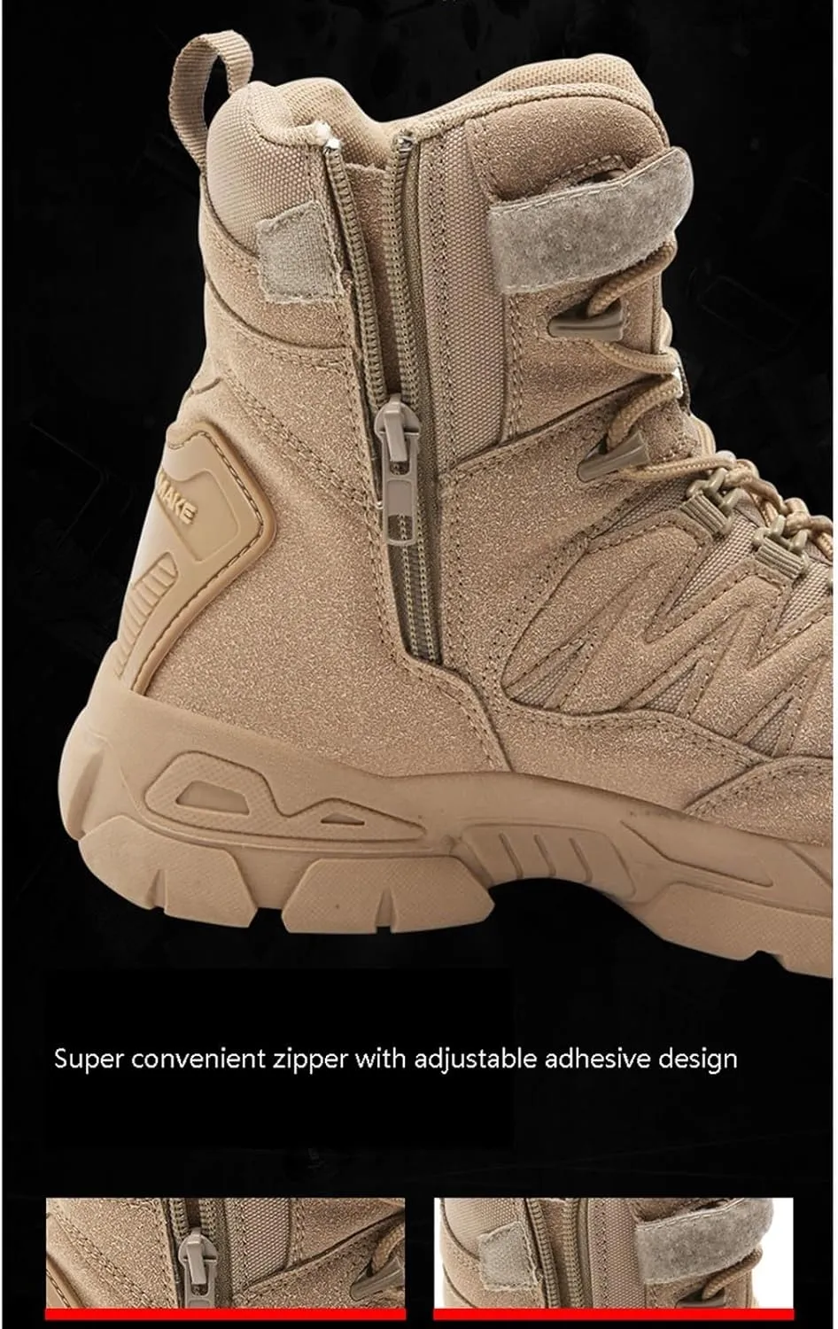Mens Waterproof Hiking Military Tactical Boots, Mens Outdoor Army High Top Combat Tactical Patrol Boots with Side Zip, Lace Up Breathable Fashion Round Toe Desert Boots