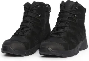 Men's Waterproof Tactical Boots, Mens Mid Top Side Zipper Lace Up Anti Collision Tactical Boots, Tactical Safety Breathable Desert Boots, for Tactical, Hiking, Motorcycle, Climbing
