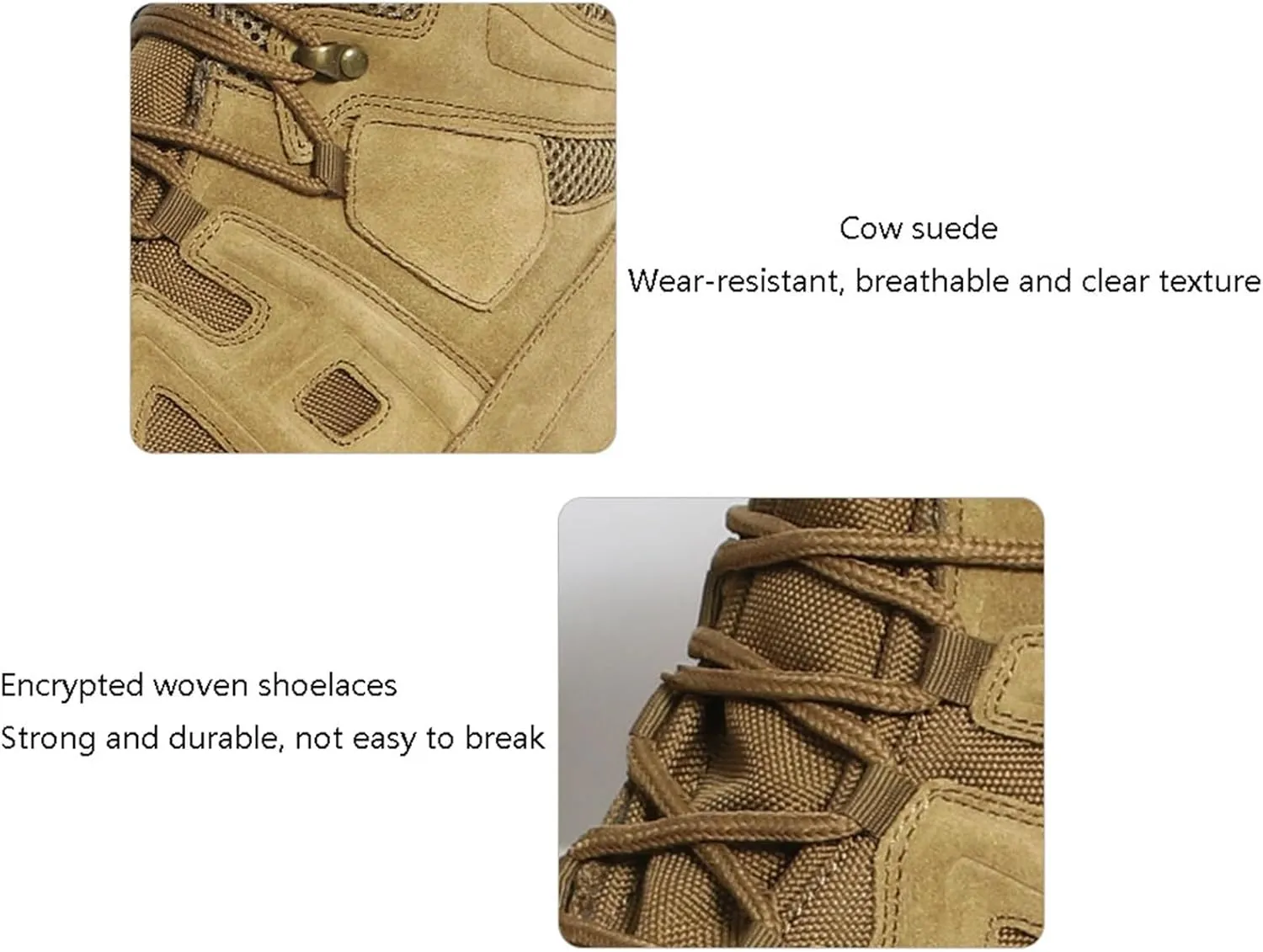 Men's Waterproof Tactical Boots, Mens Mid Top Side Zipper Lace Up Anti Collision Tactical Boots, Tactical Safety Breathable Desert Boots, for Tactical, Hiking, Motorcycle, Climbing