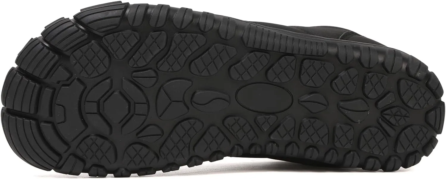 Mens Winter Barefoot Hiking Boots Slip-On Warm Zero Drop Snow Boots with Wide Toe Box Ankle Bootie Cut Minimalist Waterproof Five-Finger Sneakers for Hiking Walking Outdoor Adventures Unisex Design