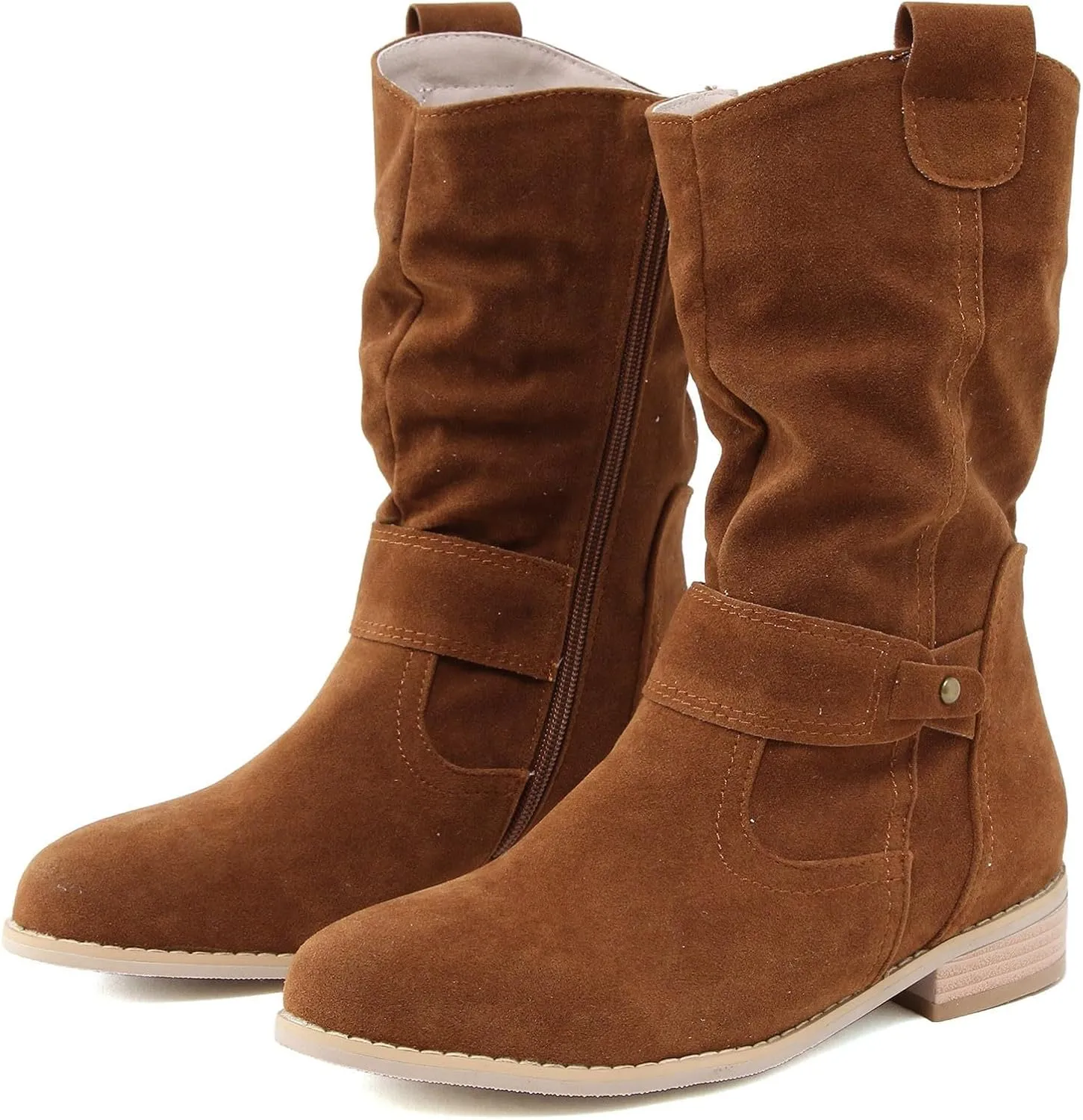 Mid Calf Booties for Women Women Dressy Comfortable Boots Round Toe Low and Square Heels Fashion Casual Women Boots