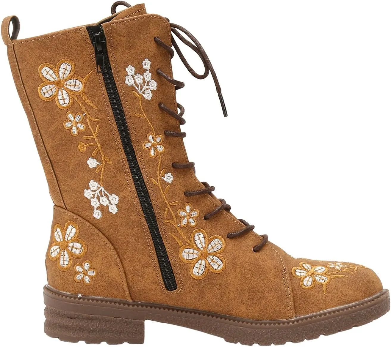 Mid Calf Boots for Women Retro Printed Embroidered Women's Heel Monochrome Fashion Short Boots Non Statement Boots Women