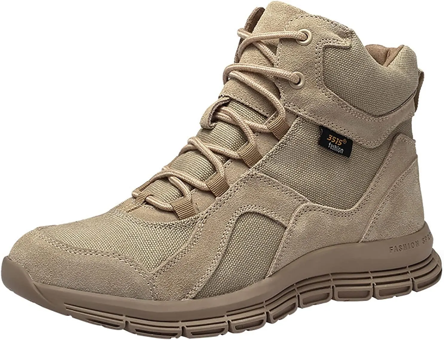 Military and Tactical Boots for Men, Autumn and Winter Breathable High-top Suede Leather Outdoor Boots, Durable Lace-up Waterproof Rubber Hiking Boots