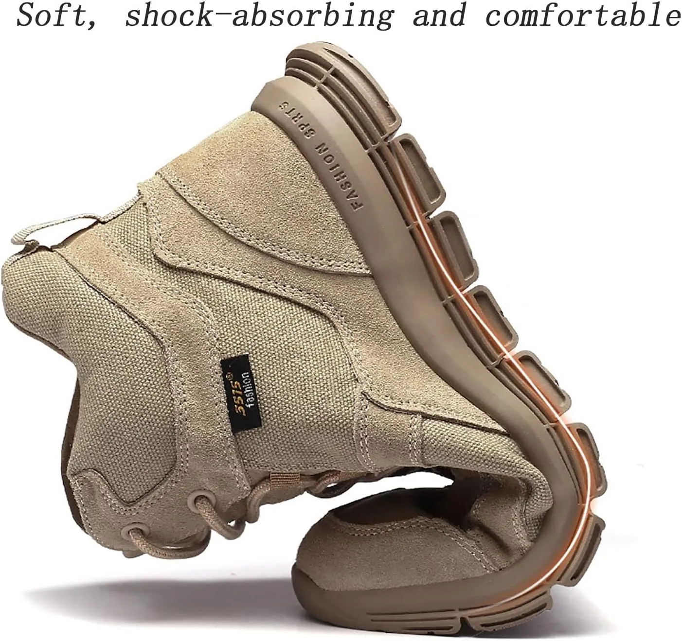 Military and Tactical Boots for Men, Autumn and Winter Breathable High-top Suede Leather Outdoor Boots, Durable Lace-up Waterproof Rubber Hiking Boots