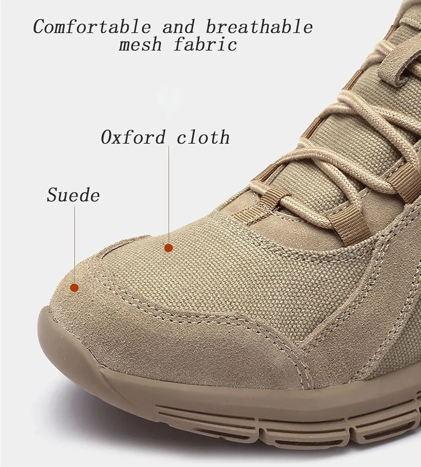 Military and Tactical Boots for Men, Autumn and Winter Breathable High-top Suede Leather Outdoor Boots, Durable Lace-up Waterproof Rubber Hiking Boots
