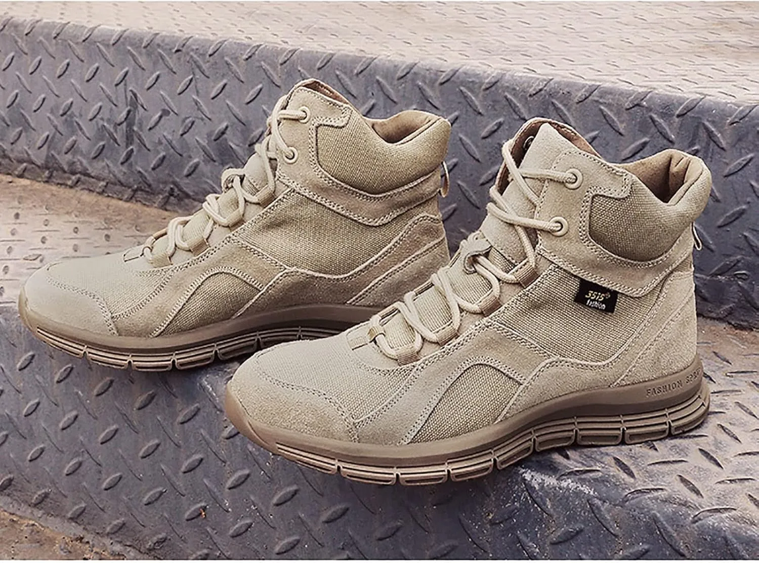 Military and Tactical Boots for Men, Autumn and Winter Breathable High-top Suede Leather Outdoor Boots, Durable Lace-up Waterproof Rubber Hiking Boots