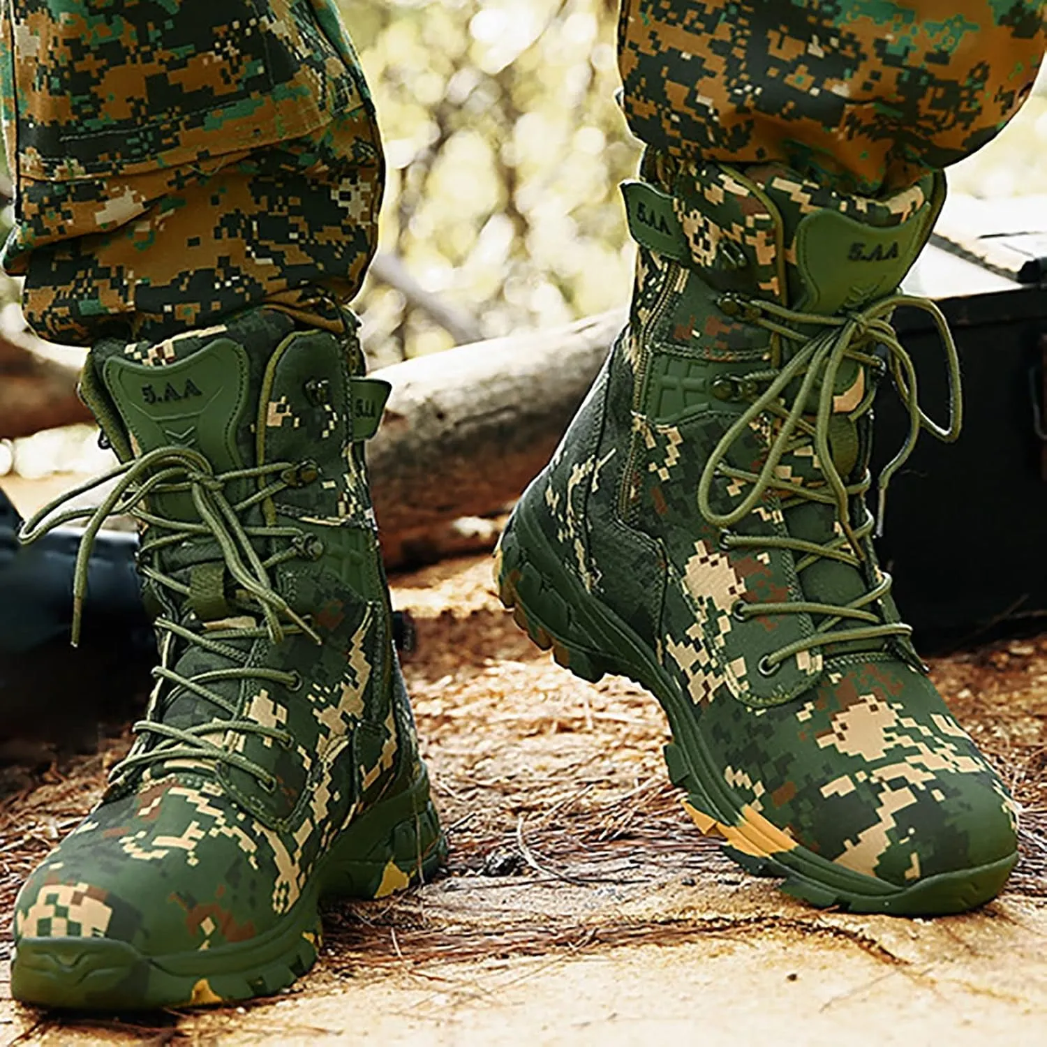 Military and Tactical Boots for men, Non-Slip Waterproof Comfortable Shock Mountaineering Boots, Outdoor Lace-Up Sports Lightweight Durable Breathable Hiking Shoes