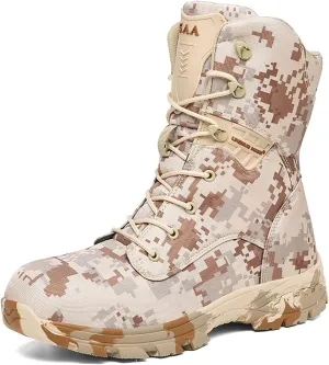 Military and Tactical Boots for men, Non-Slip Waterproof Comfortable Shock Mountaineering Boots, Outdoor Lace-Up Sports Lightweight Durable Breathable Hiking Shoes
