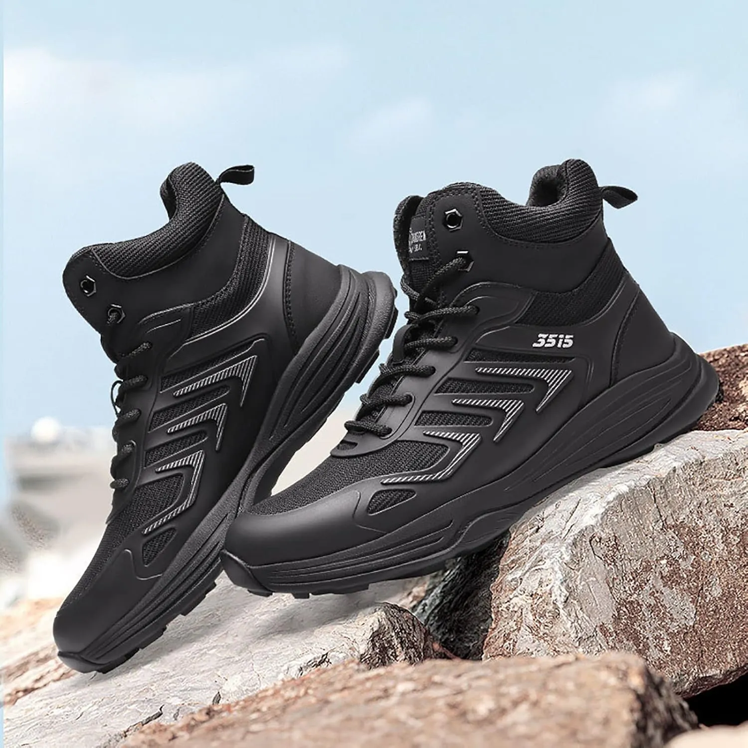 Military and Tactical Boots for Men, Spring Autumn Lightweight Breathable High-top Outdoor Boots, Durable Lace-up Waterproof Non-slip Rubber Hiking Boots