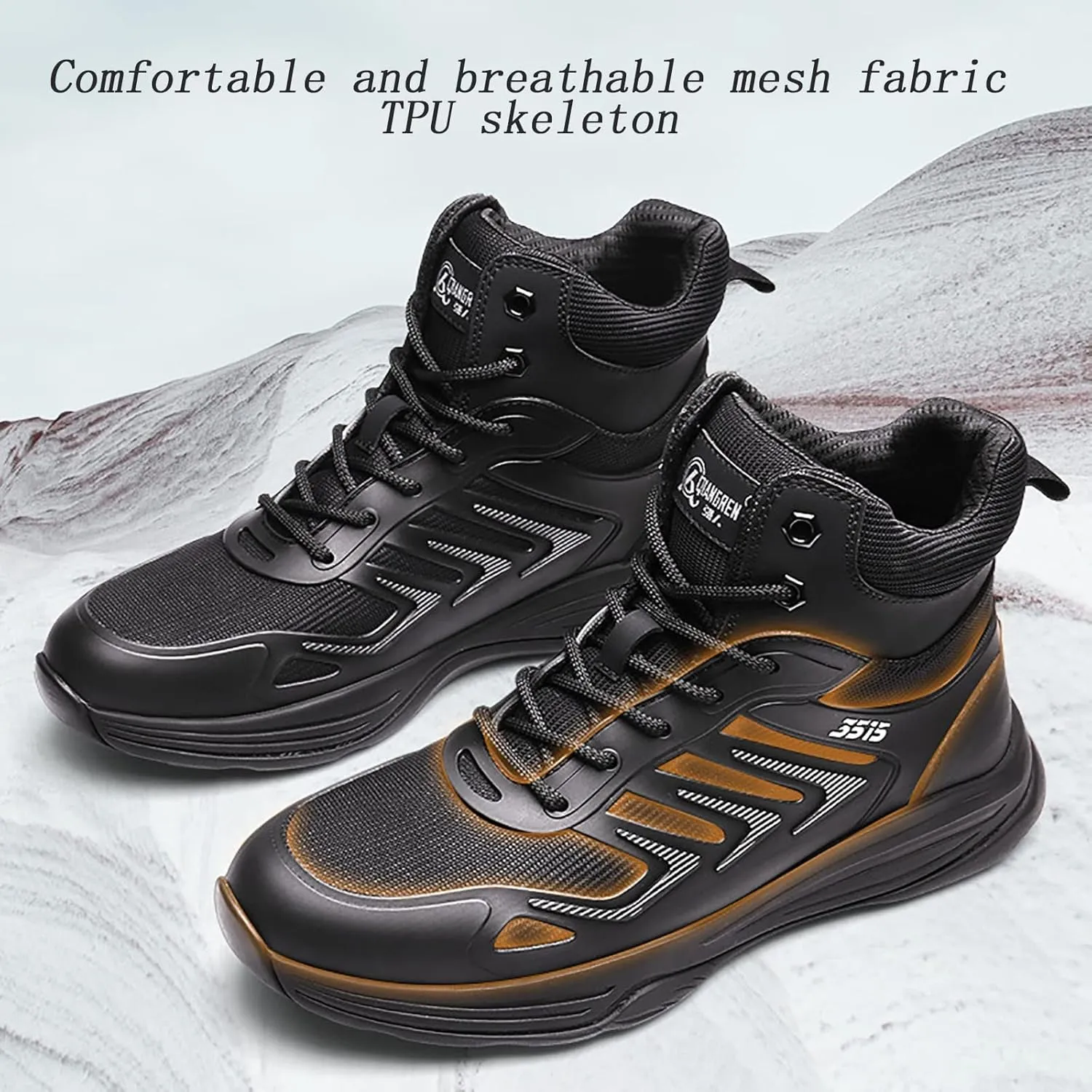 Military and Tactical Boots for Men, Spring Autumn Lightweight Breathable High-top Outdoor Boots, Durable Lace-up Waterproof Non-slip Rubber Hiking Boots