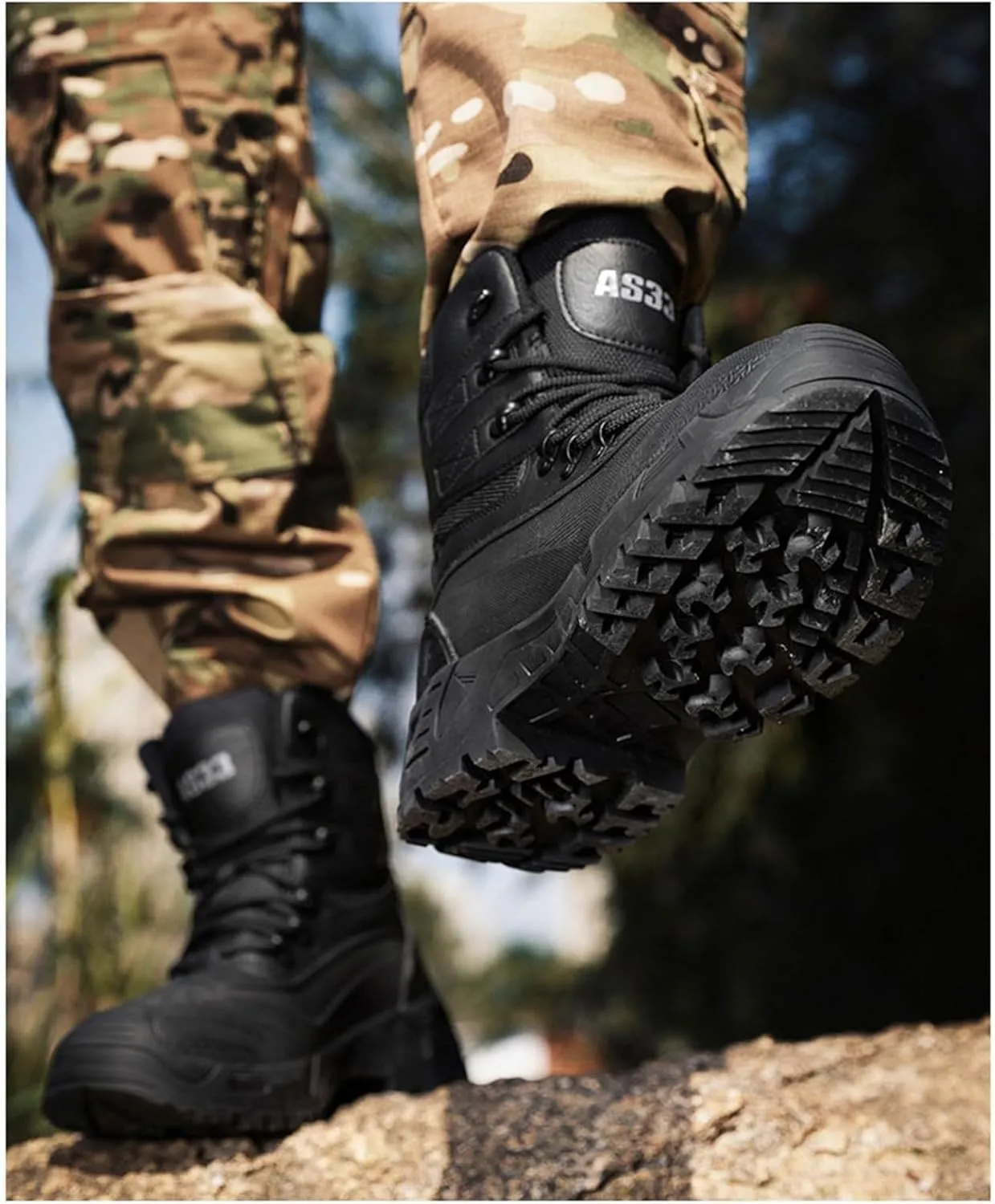 Military Boots for Men, Men's Lightweight Plus Size High Top Lace Up Breathable Tactical Boots, Waterproof Non Slip Fashion Round Toe Hiking Boots, for Tactical, Military