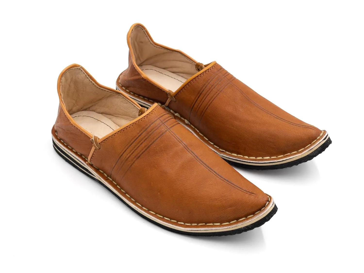 Moroccan babouche shoe, Leather slipper, Unisex Handmade Babouches slippers Dyed With Natural Color, babouche men, babouche women (42 EU, Camel)