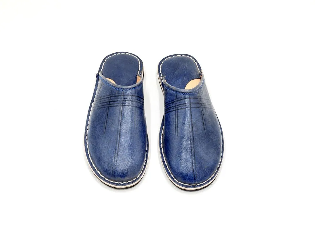Moroccan babouche shoe | Leather slipper | Unisex Handmade Babouches slippers Dyed With Natural Color | babouche men | babouche women (45 EU, Blue)