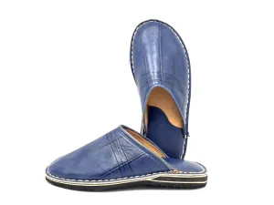Moroccan babouche shoe | Leather slipper | Unisex Handmade Babouches slippers Dyed With Natural Color | babouche men | babouche women (45 EU, Blue)