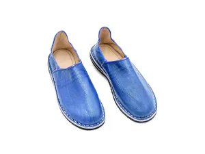Moroccan Babouche Shoes, Timeless Elegance for Your Feet, Unisex Handmade Babouches slippers Dyed With Natural Color, babouche men, babouche women (40 EU, Bleu)