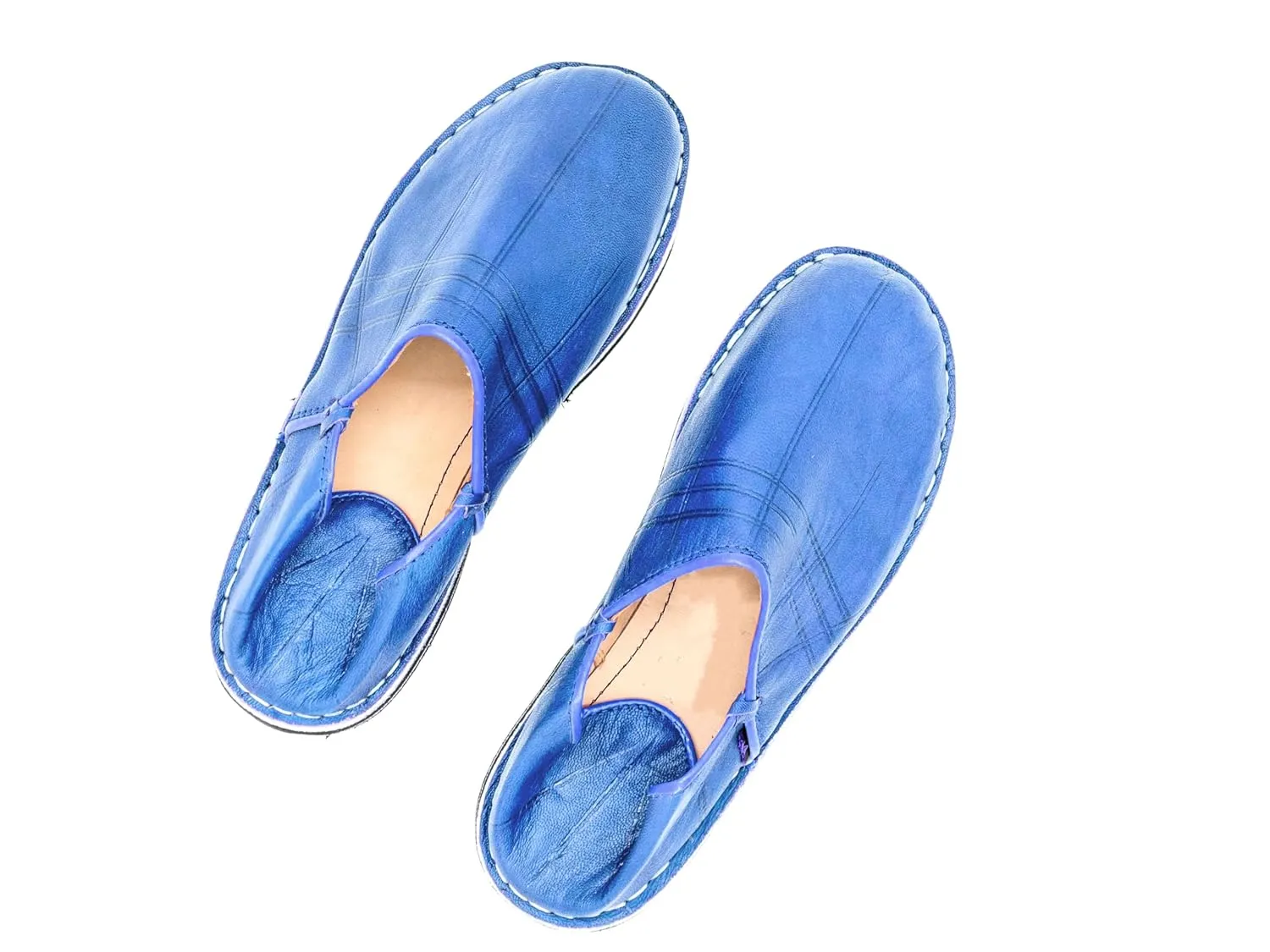 Moroccan Babouche Shoes, Timeless Elegance for Your Feet, Unisex Handmade Babouches slippers Dyed With Natural Color, babouche men, babouche women (40 EU, Bleu)