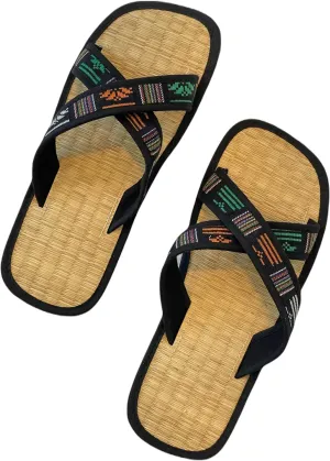 Natural Sedge Mat Sandals for Men & Women | Sustainable Straw Flip Flops | Breathable, Comfortable Spa & Beach Slippers for Home or Hotel