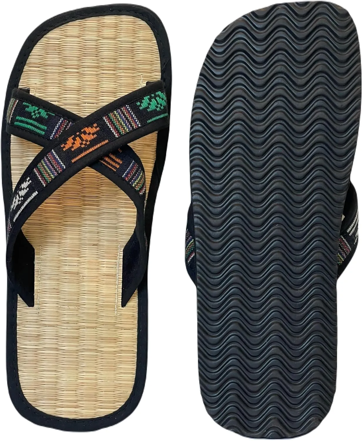 Natural Sedge Mat Sandals for Men & Women | Sustainable Straw Flip Flops | Breathable, Comfortable Spa & Beach Slippers for Home or Hotel