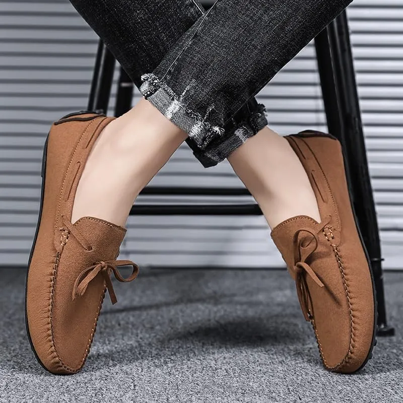 New Mens Loafers Suede Vegan Leather Moccasins Driving Loafers Anti-Slip Comfortable Resistant Fashion Slip On