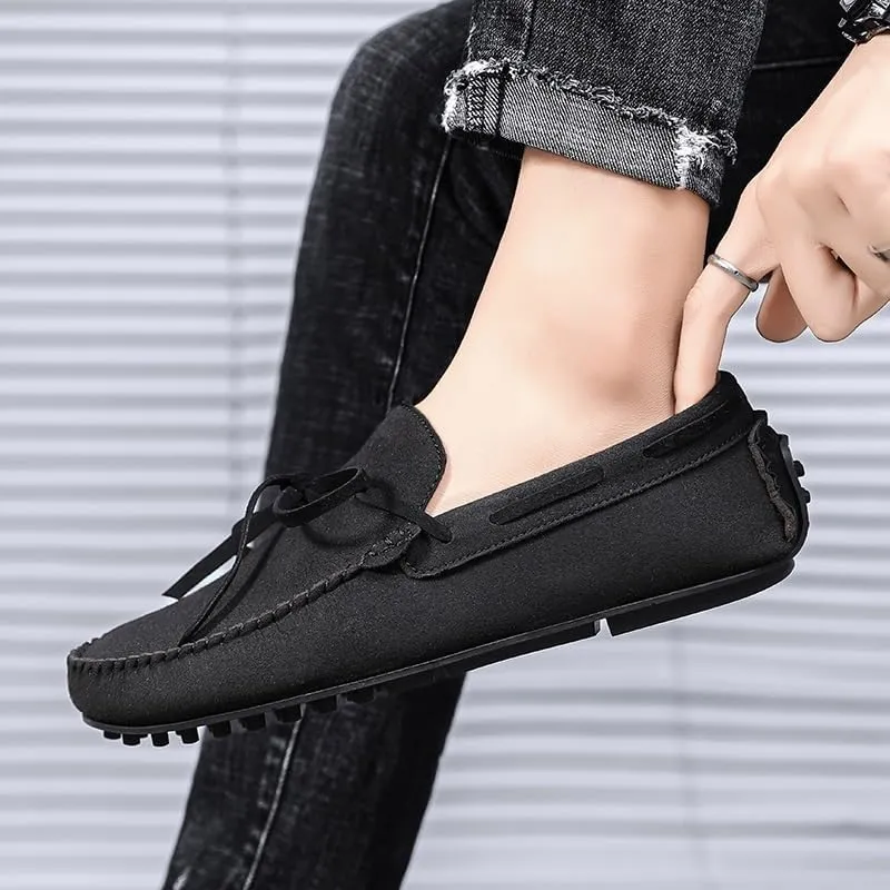 New Mens Loafers Suede Vegan Leather Moccasins Driving Loafers Anti-Slip Comfortable Resistant Fashion Slip On